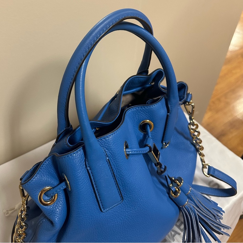 Like New Blue Michael Kors Camden Drawstring Satchel Bag - Picture 9 of 12